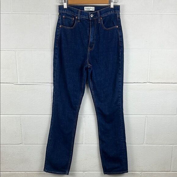 Abercrombie & Fitch the slim straight ulta high rise dark wash jean - Picture 1 of 4